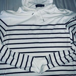 Polo Ralph Lauren White and Blue Striped Hoodie